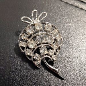 Elegant Silver Crystal Brooch